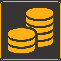 Two stacks of gold coins on a dark gray background.