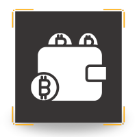 Bitcoin wallet icon with coins.