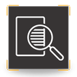 Magnifying glass over a document, icon for document review.