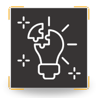 Lightbulb with missing puzzle piece, representing an idea or solution.