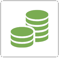 Stacks of green coins, representing savings or finance.