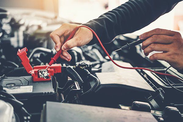 Mechanic Checking The Battery — Midland, TX — Midland Muffler & Brake