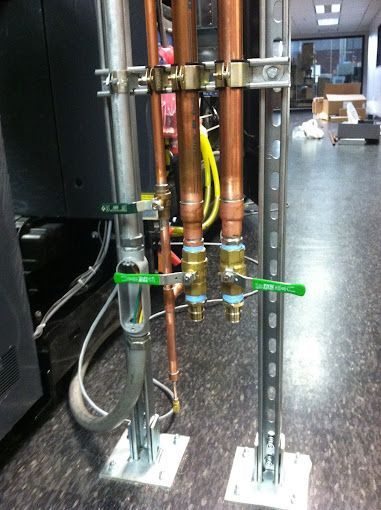 A bunch of copper pipes are connected to each other