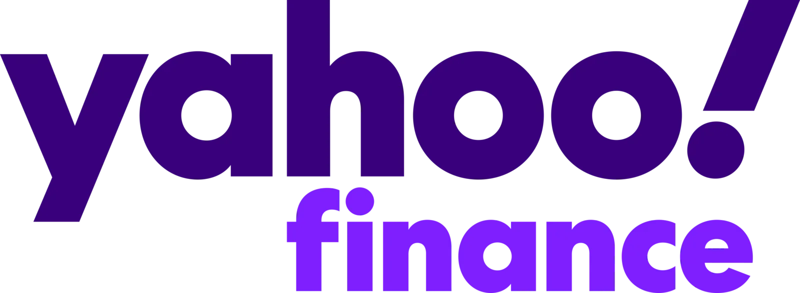 Yahoo Finance logo in purple and light purple.