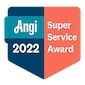The logo for the angi super service award for 2022.