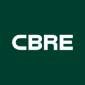 The cbre logo is on a green background.