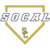 "SOCAL" text inside a gold home plate shape; gold "SC" below.