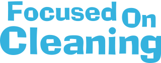 Focused on Cleaning Logo in light blue