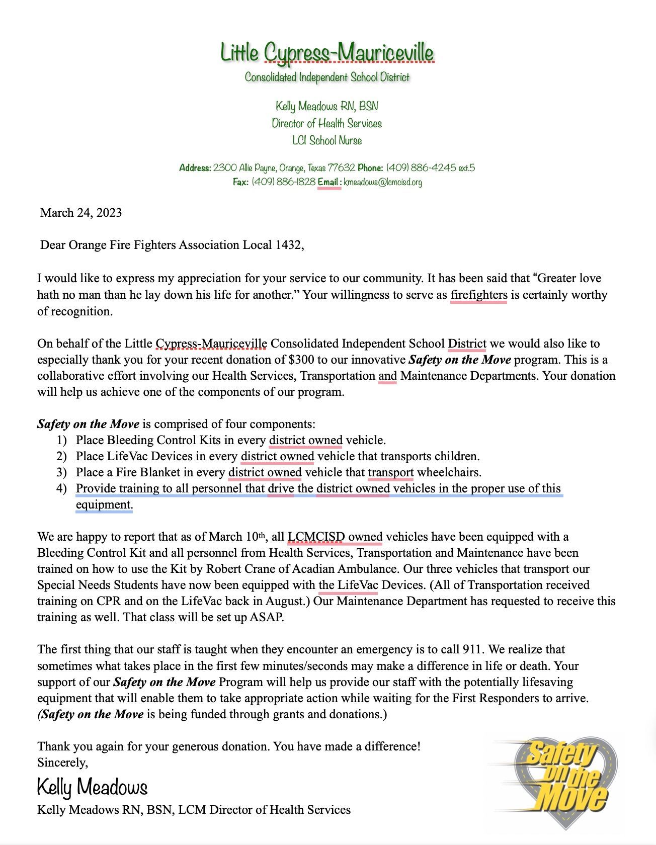 A letter with a signature on it is on a white background.