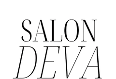 A black and white logo for a salon called salon deva