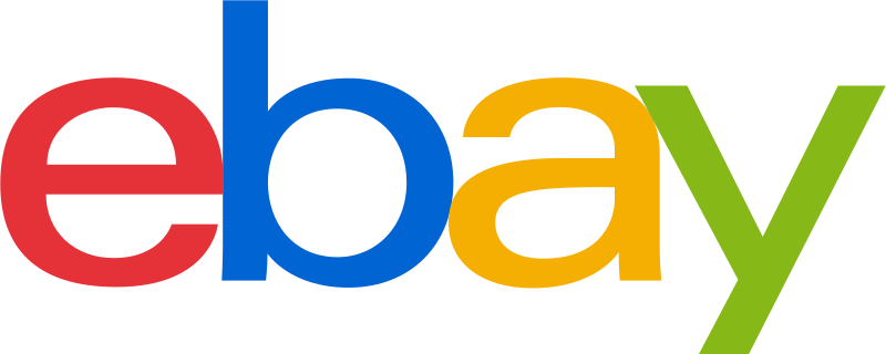 A colorful ebay logo on a white background