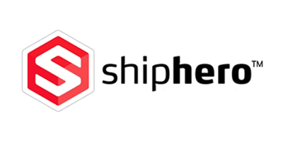 The logo for shiphero is a red hexagon with the letter s on it.
