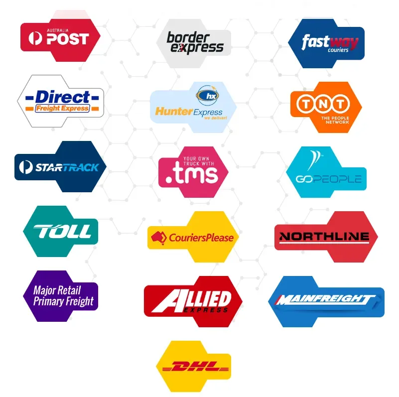A bunch of logos on a white background including dhl and tnt
