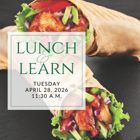 a plate of sandwiches on a table with the words lunch & learn on it