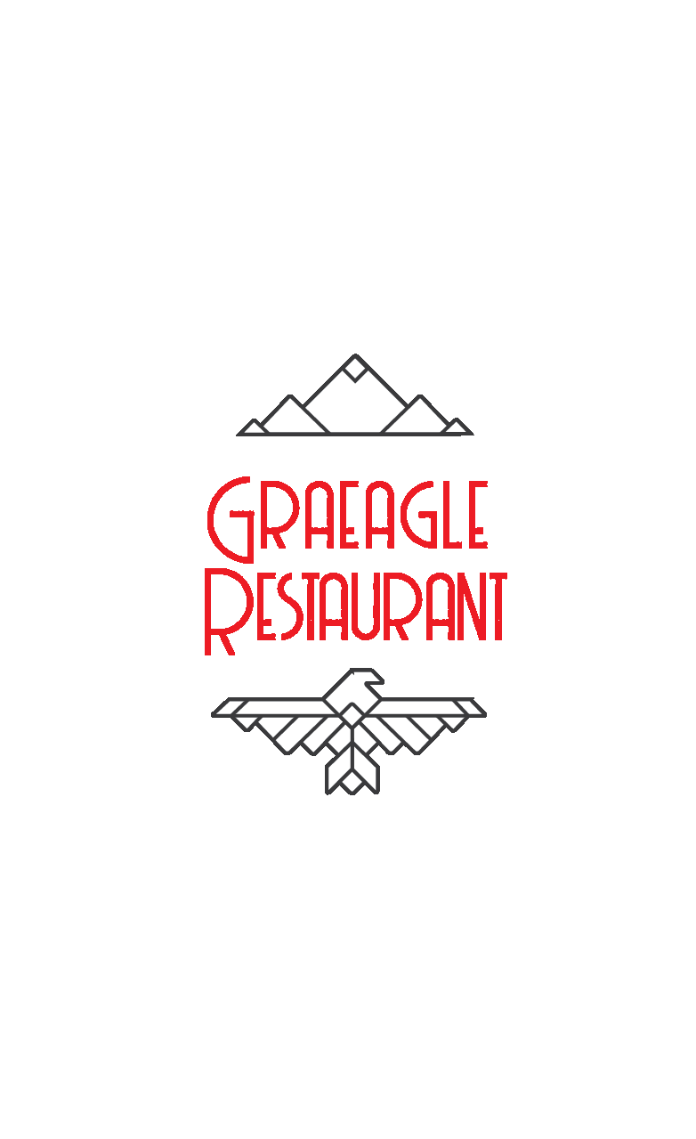 A logo for a restaurant called graeagle restaurant
