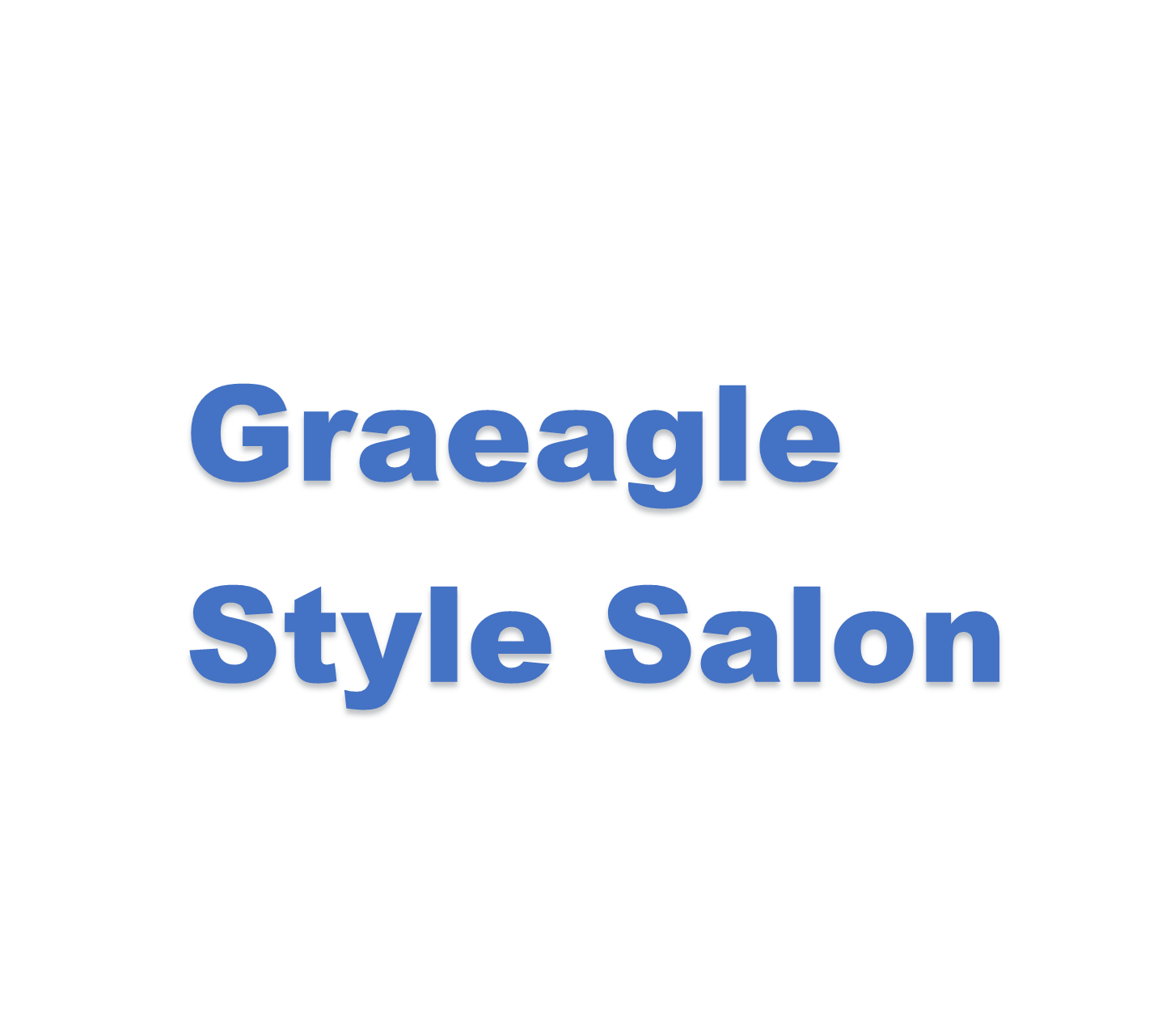 The logo for graeagle style salon is blue and white on a white background.