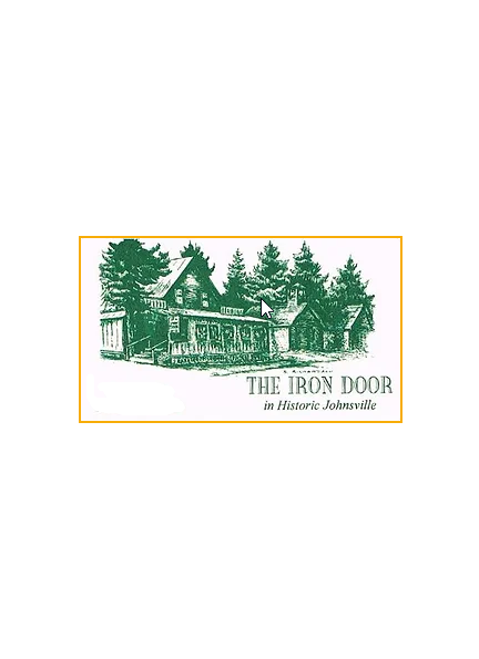 A logo for the iron door with a picture of a house and trees.
