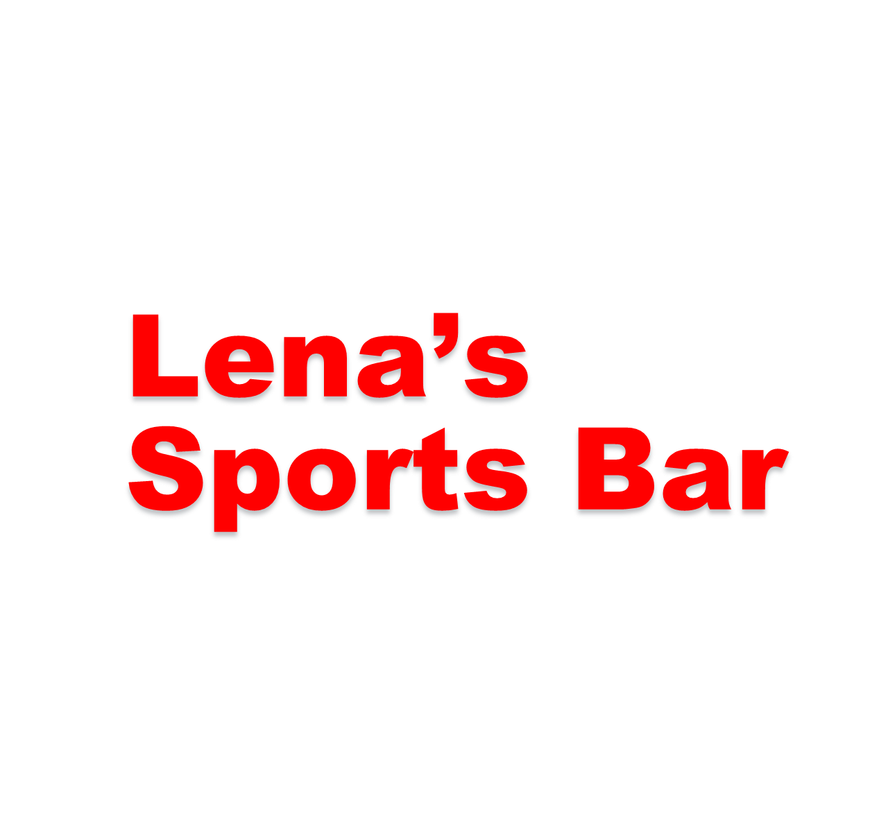 A red logo for lena 's sports bar on a white background