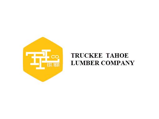 The logo for truckee tahoe lumber company is yellow and white.