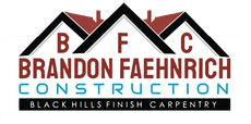 A logo for brandon faehnrich construction blackhills finish carpentry