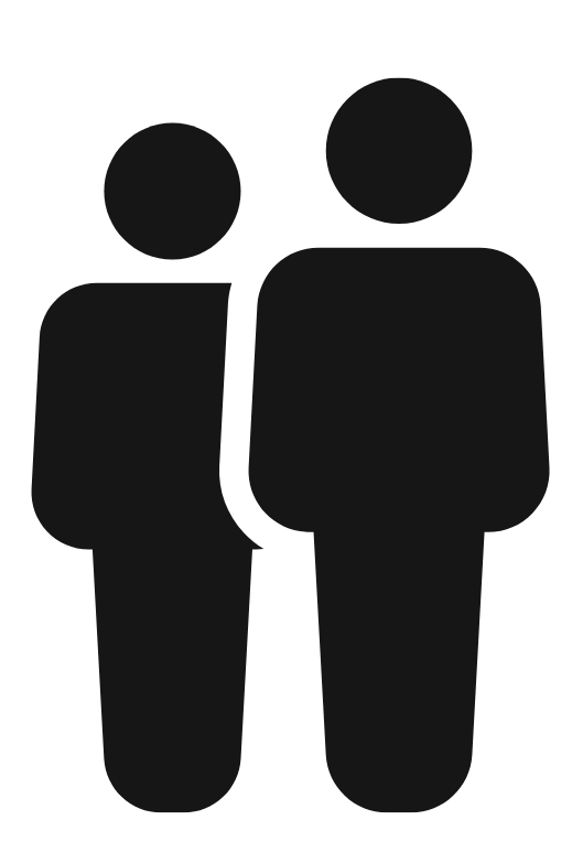 A group of people standing next to each other on a white background.