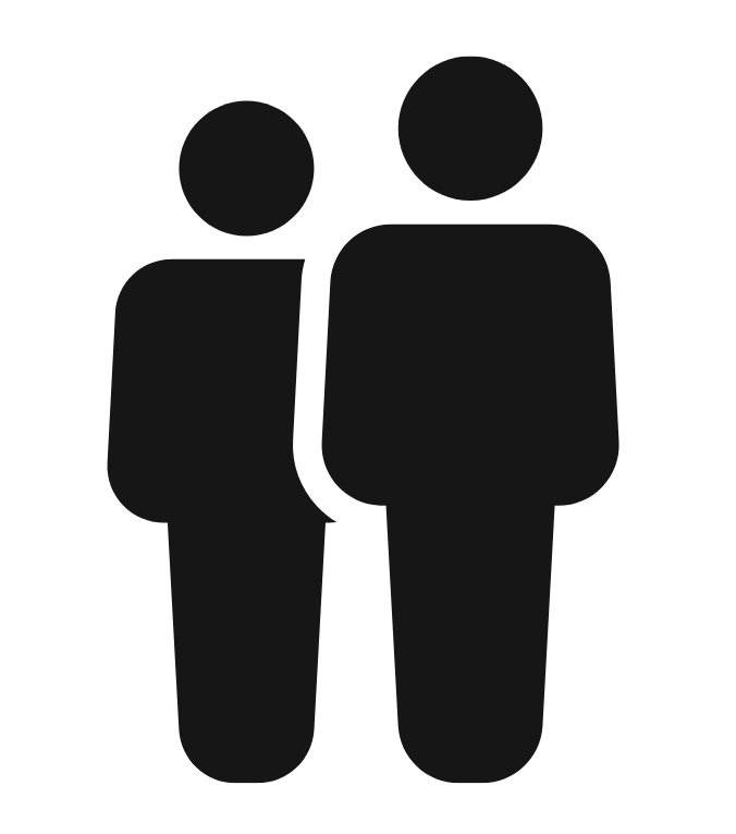 A couple of people standing next to each other on a white background.