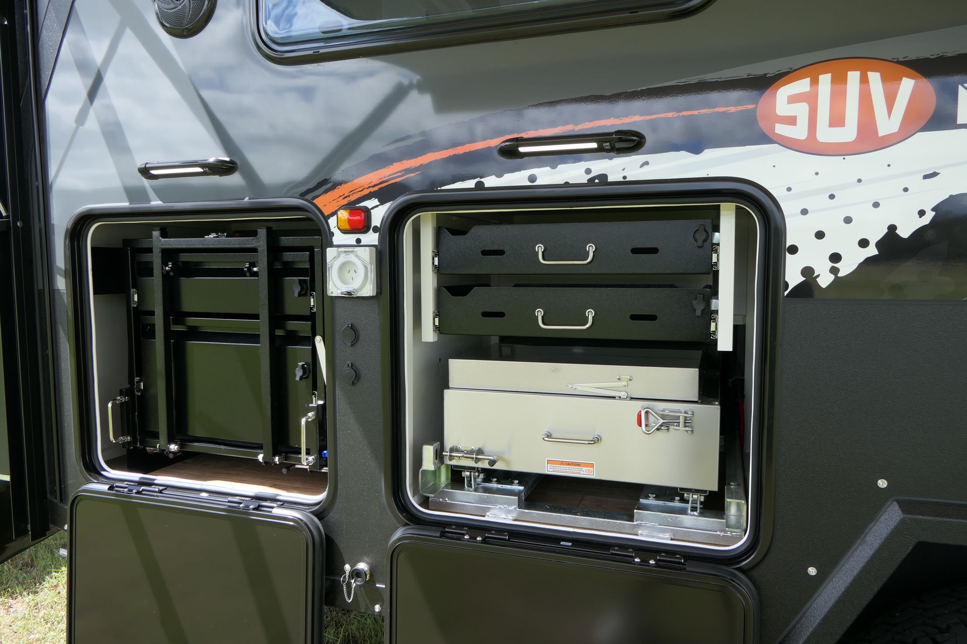The back of a suv with the door open