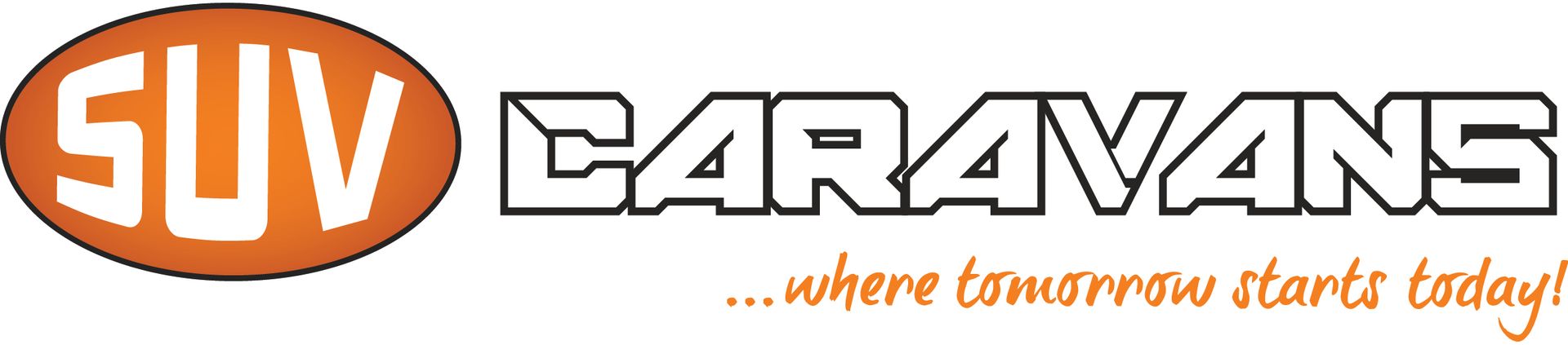 A logo for hybrid suv caravans where tomorrow starts today