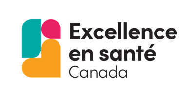 Un logo pour excellence en santé canada avec un cœur et deux cercles.