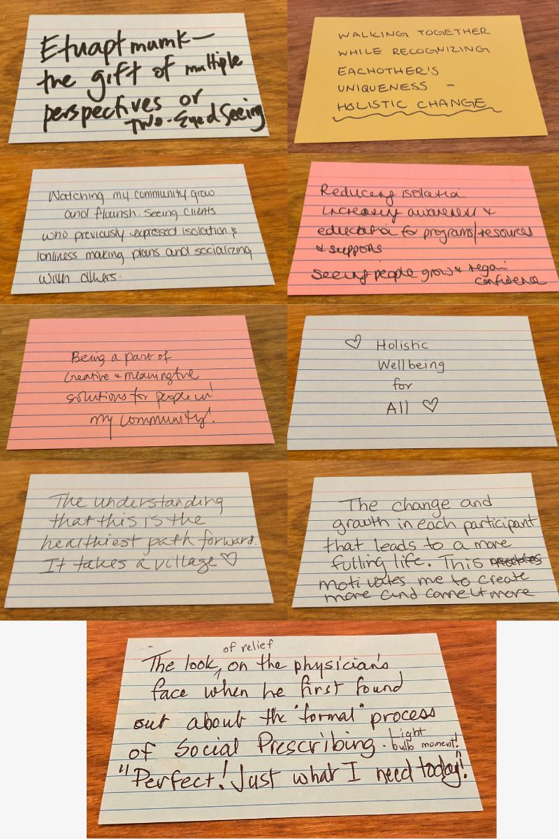 A bunch of sticky notes on a table with one that says ' educational needs ' on it