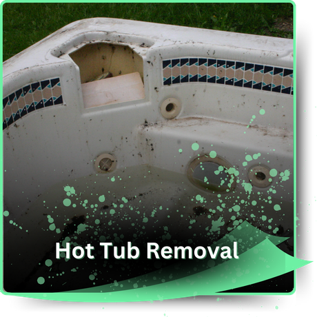 A discarded hot tube with green splash graphics in the foreground.