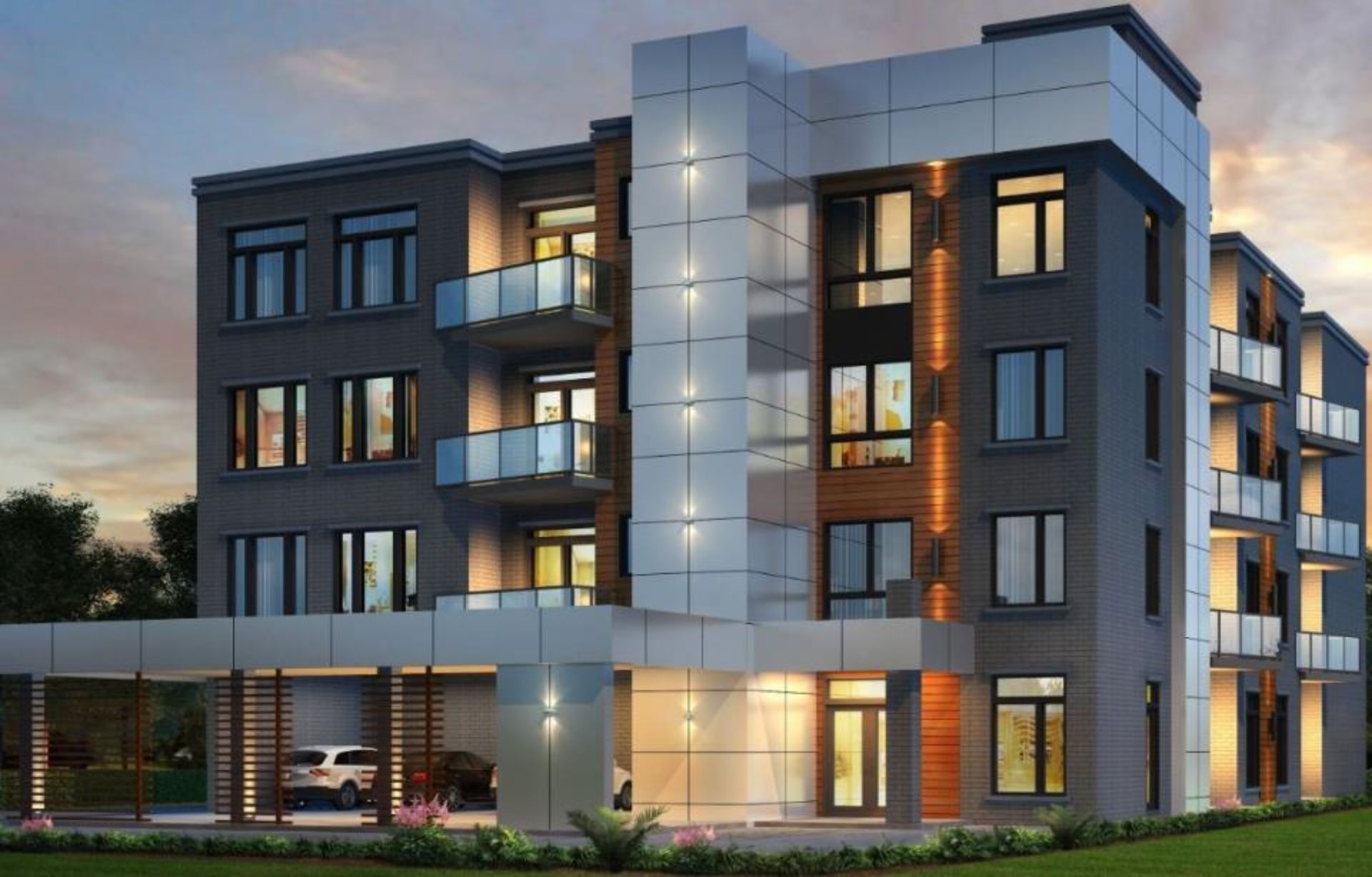 Une vue d'artiste d'un grand immeuble