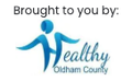 Healthy Oldham County logo with blue figure and text “Brought to you by:”