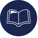 Open book icon with blue background