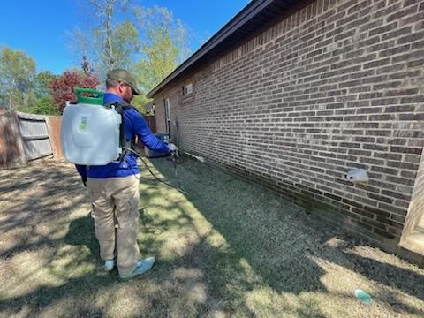A lawn with trees in the background and a bird feeder in the middle of it.