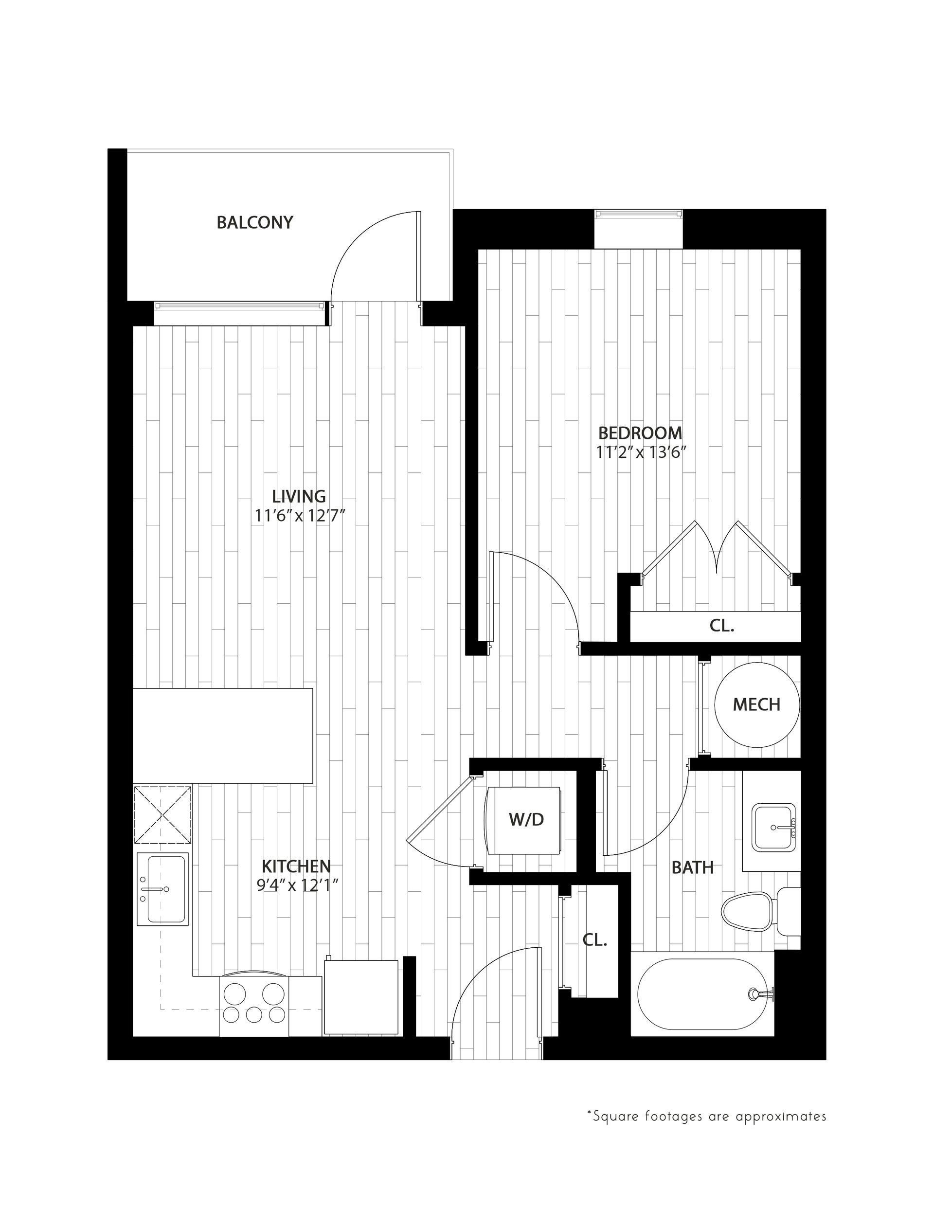 Floor Plan: 1A - 1 Bedroom
