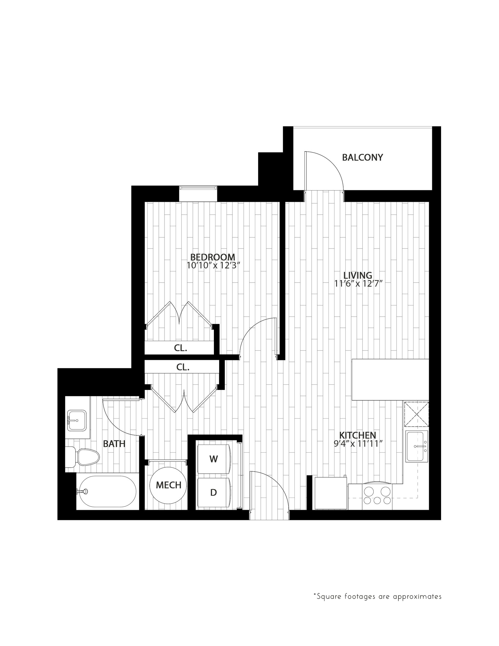 Floor Plan: 1C - 1 Bedroom