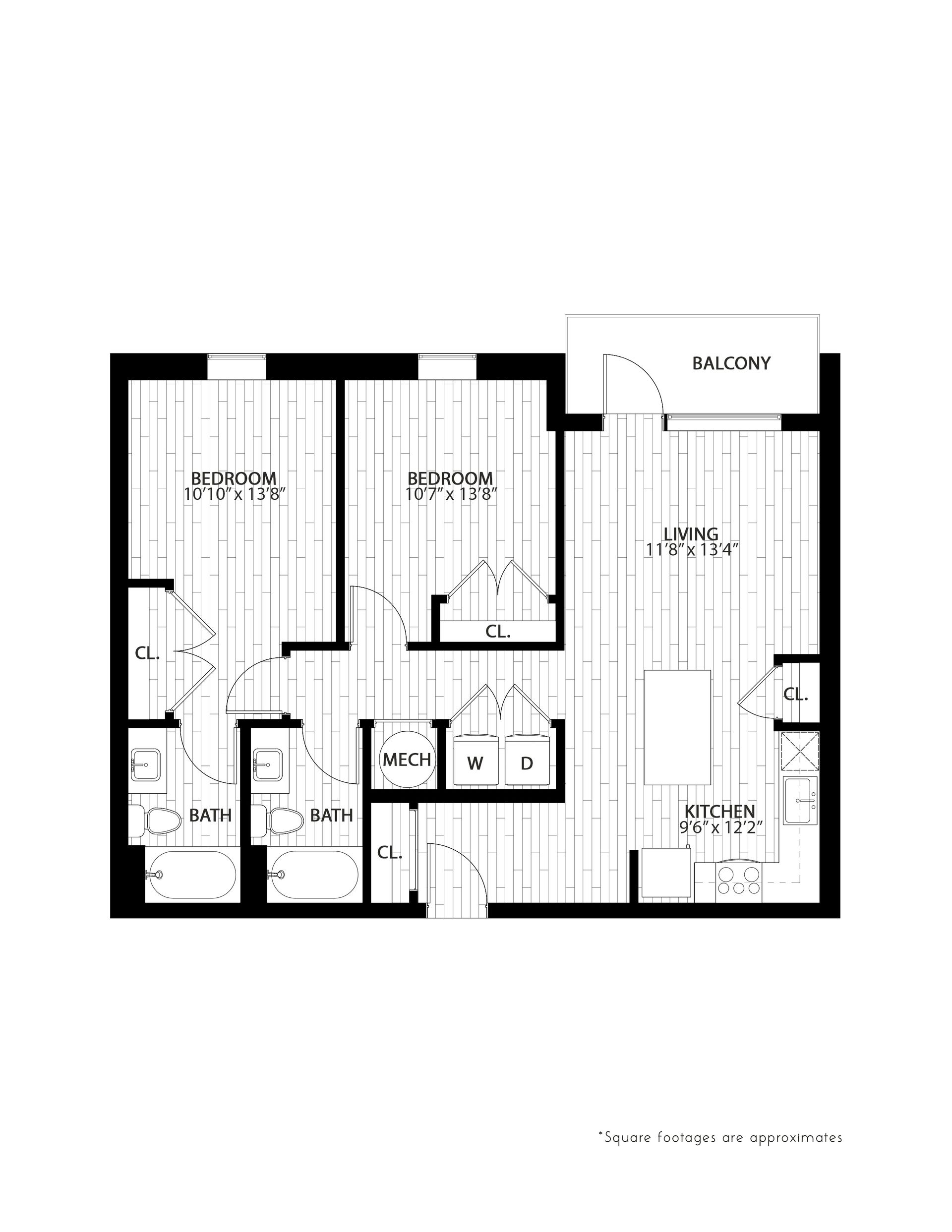 Floor Plan: 2A - 2 Bedroom