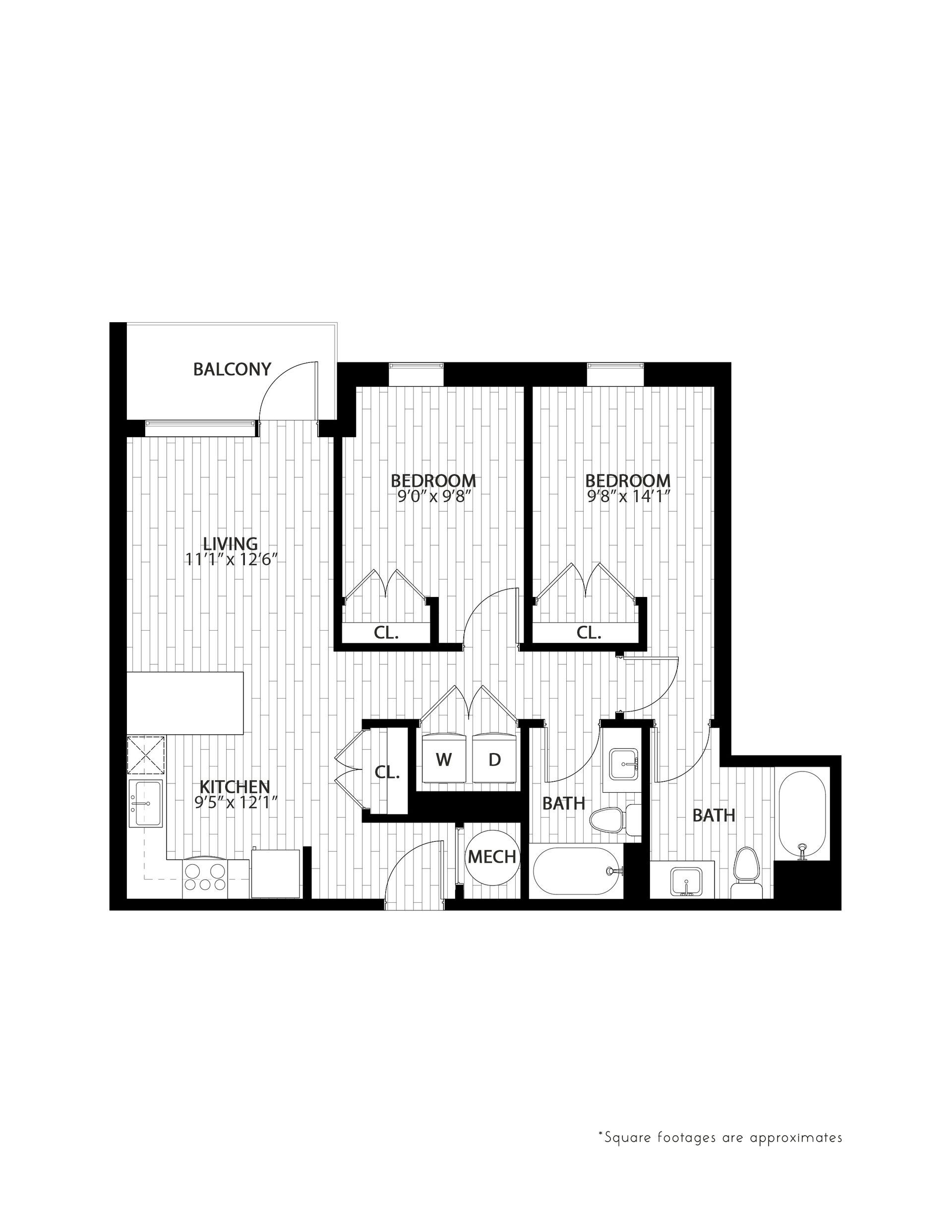 Floor Plan: 2B - 2 Bedroom