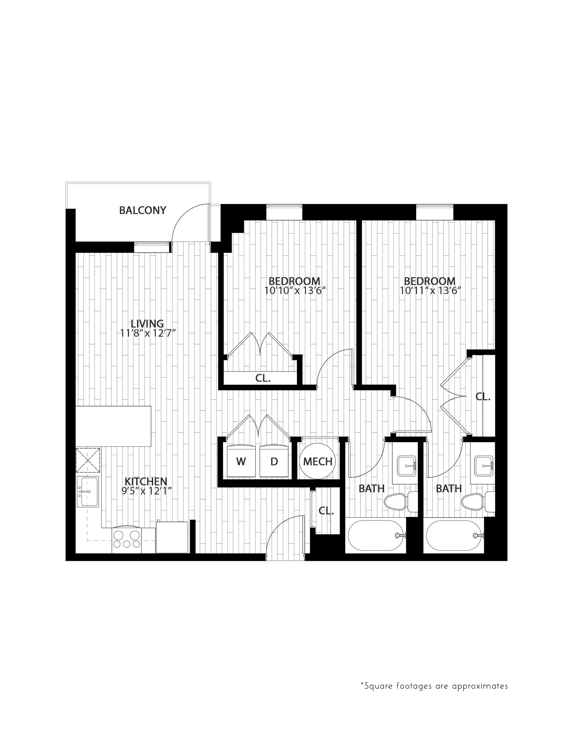 Floor Plan: 2C - 2 Bedroom