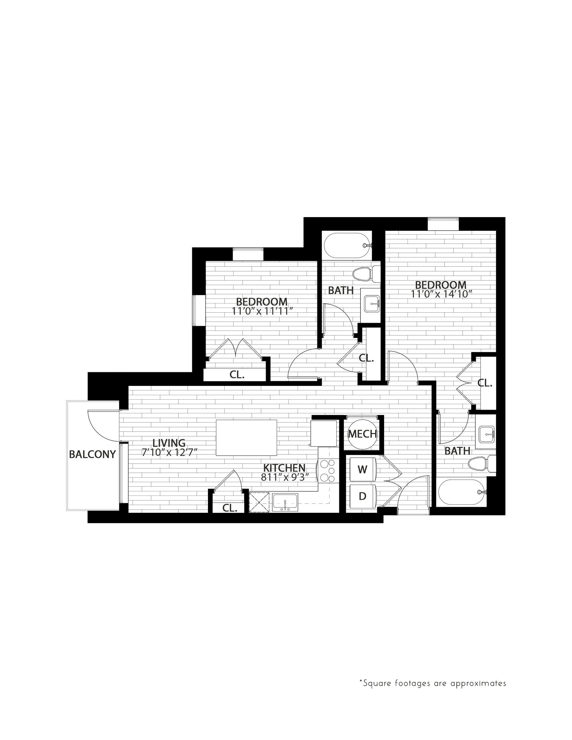 Floor Plan: 2C - 2 Bedroom