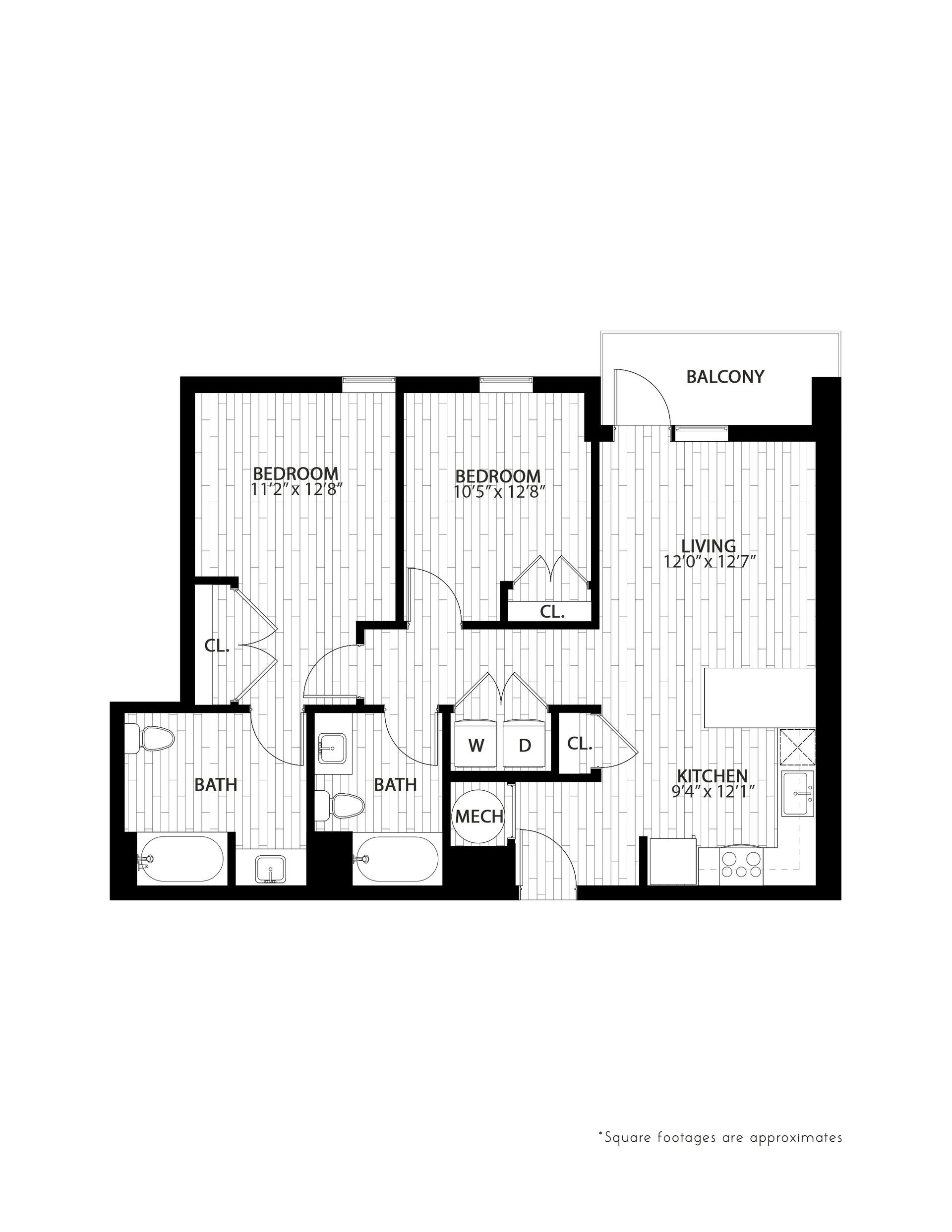 Floor Plan: 2E - 2 Bedroom