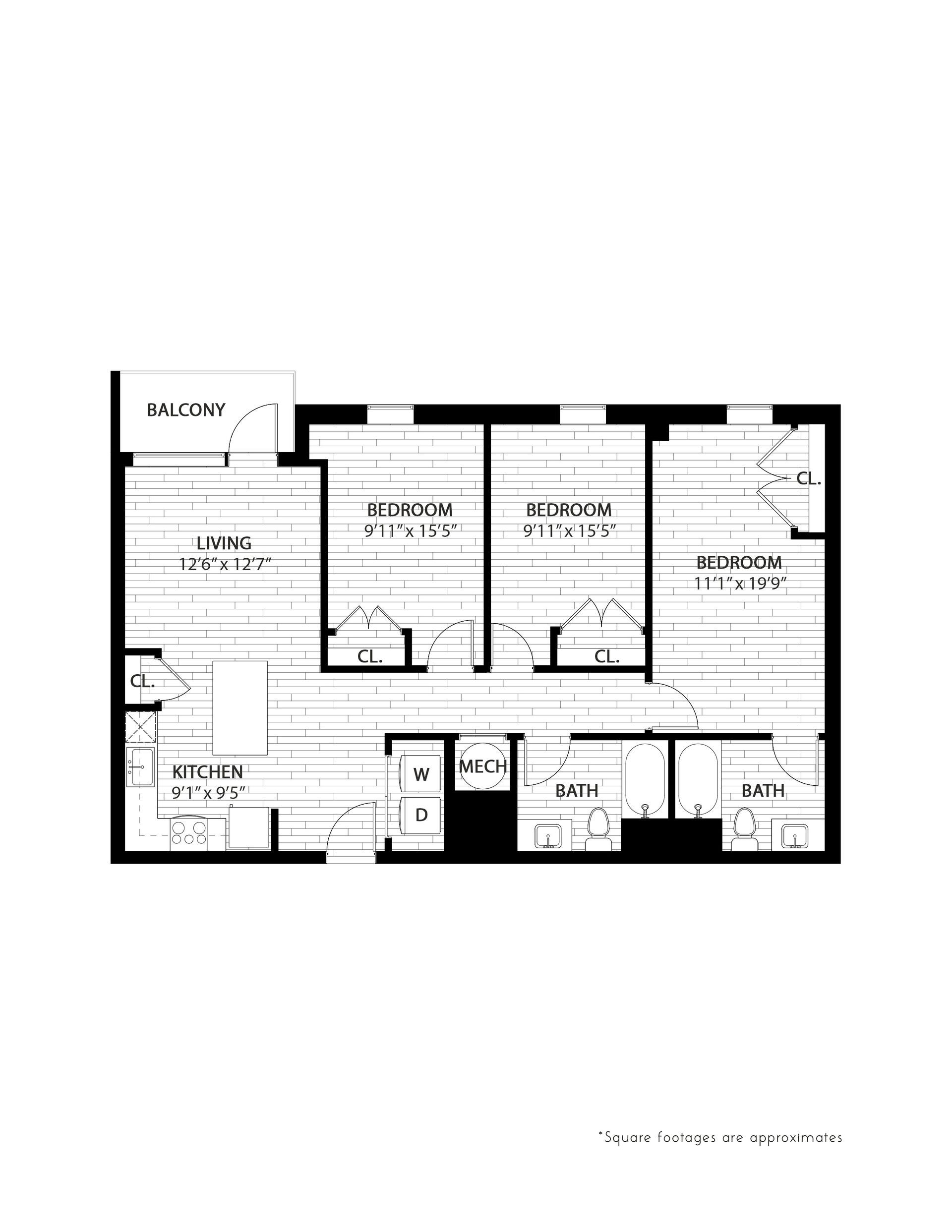 Floor Plan: 3B - 3 Bedroom