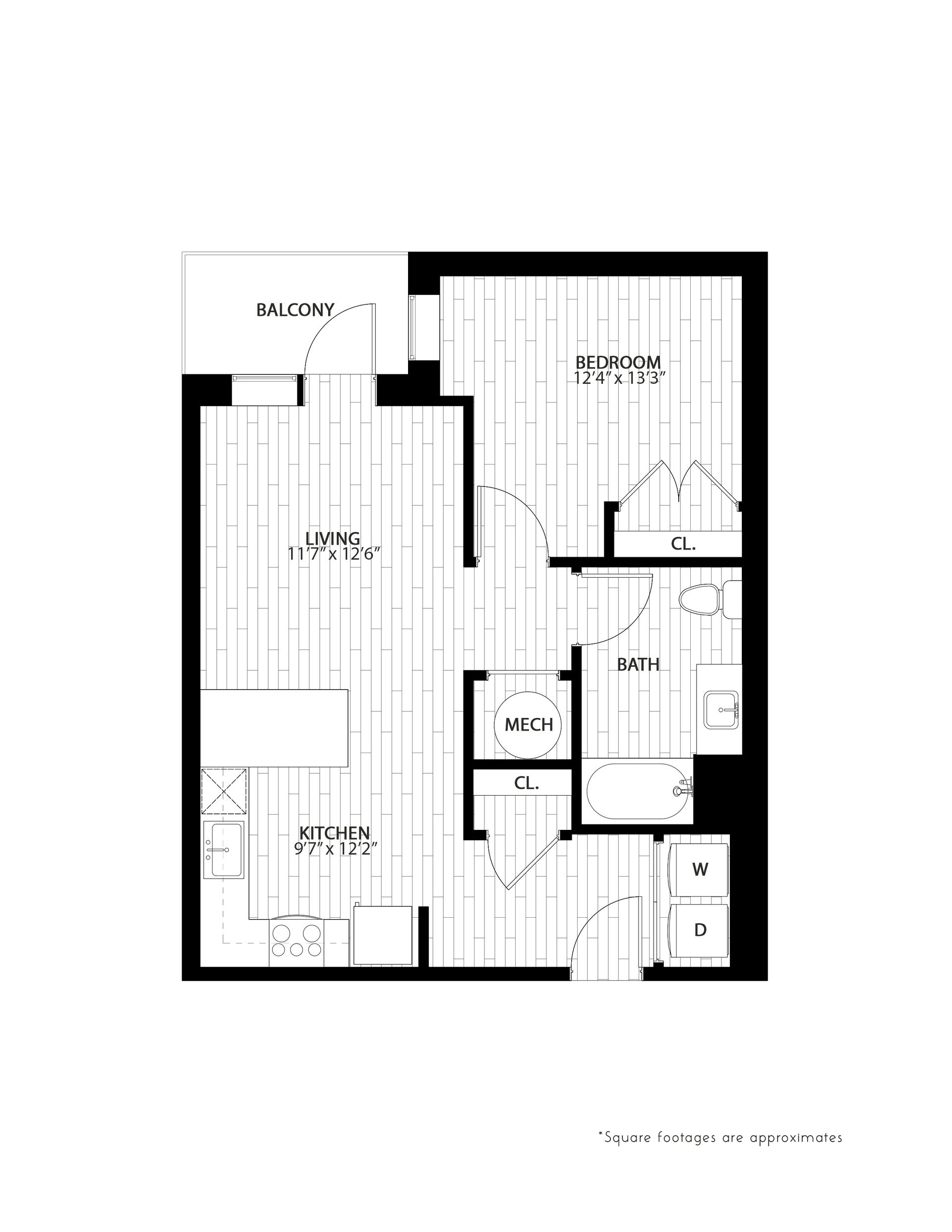 Floor Plan: 1B - 1 Bedroom