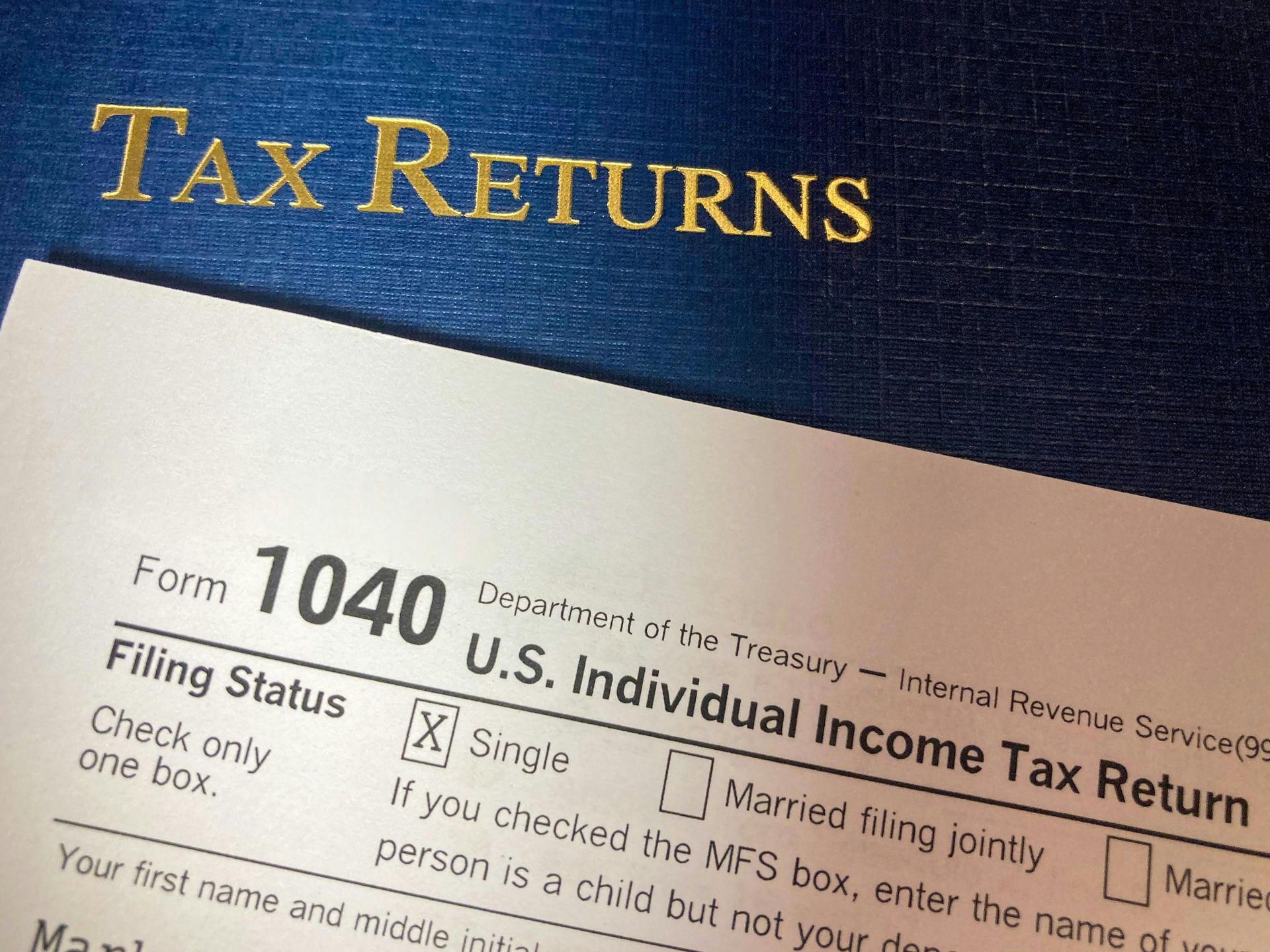 Form 1040 tax return with 