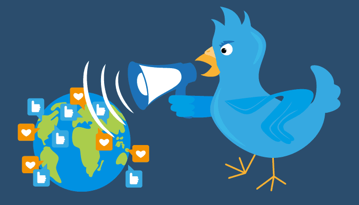 Twitter Bird with Microphone Symbolizing Social Media Marketing