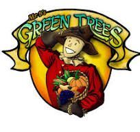 The logo for green trees shows a scarecrow holding a basket of fruits and vegetables.