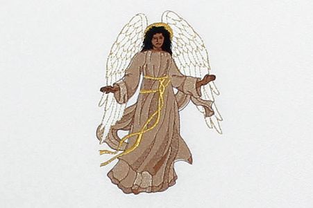 a drawing of a woman in a brown dress with wings