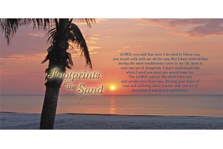 a picture of a palm tree and the words footprints in the sand