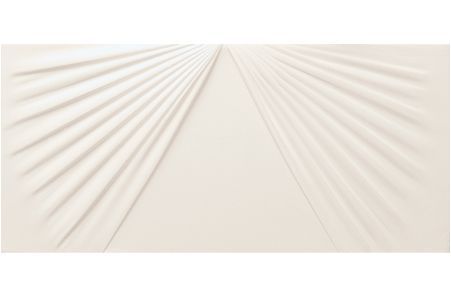 a close up of a white curtain with rays coming out of it .